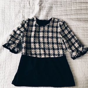 Zara Basic Collection Tweed Peplum Top